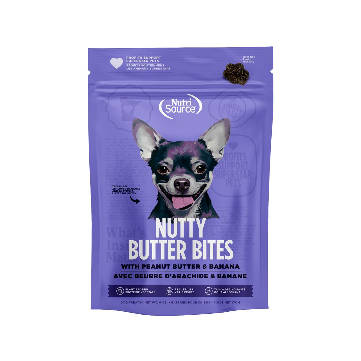 Picture of Nutrisource 124420 6 oz Banana Peanut Nutty Butter Dog Bites MP12 Case - Pack of 12