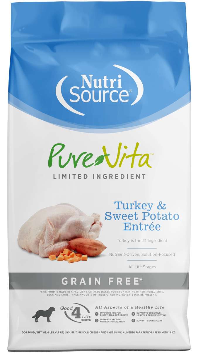 Picture of Pure Vita 125185 4 lbs 24-16 Grain Free Turkey Sweet Potato & Peas Dry Dog Food - MP8