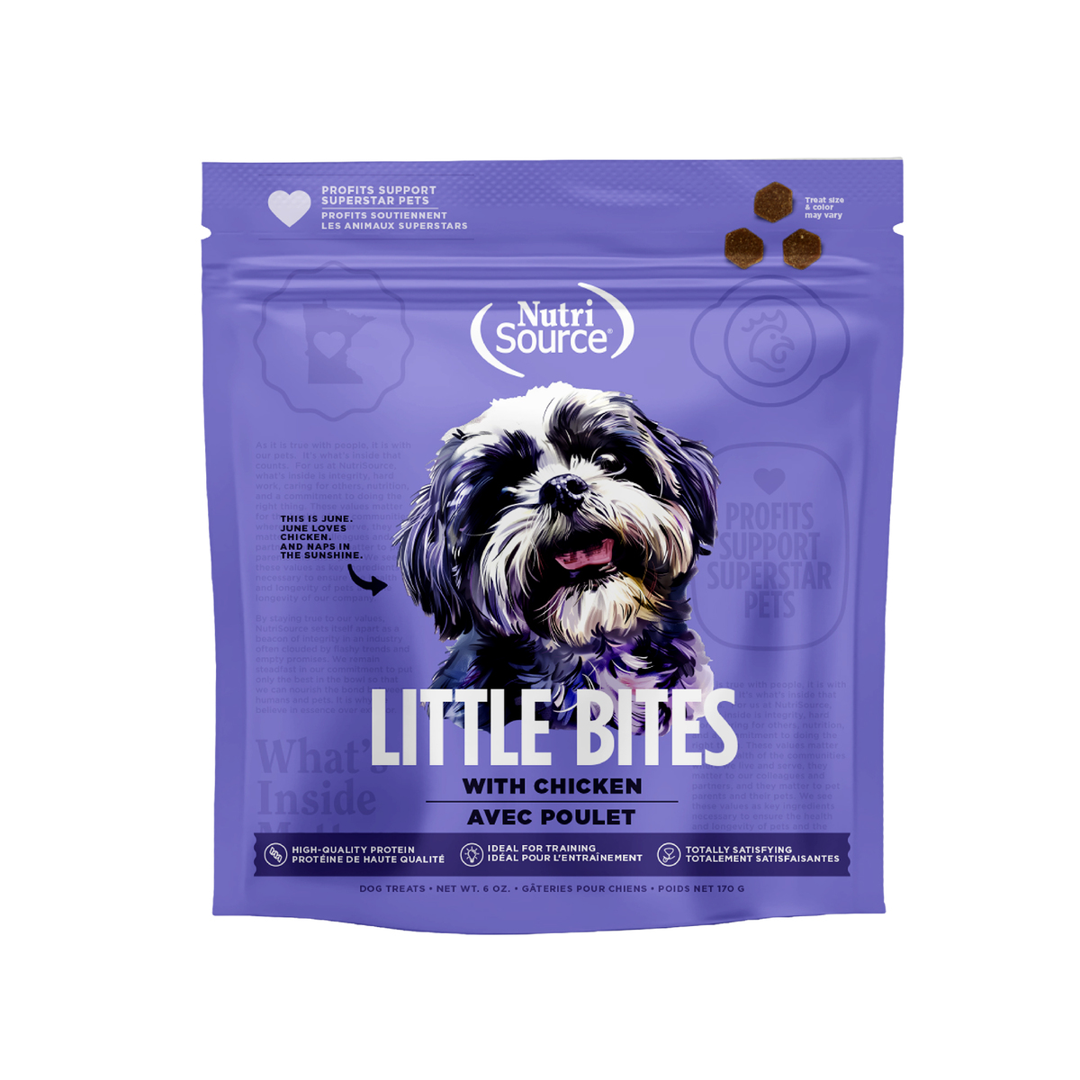 Picture of Nutrisource 124409 6 oz Little Bites Chicken Dog Treats MP12 Case - Pack of 12