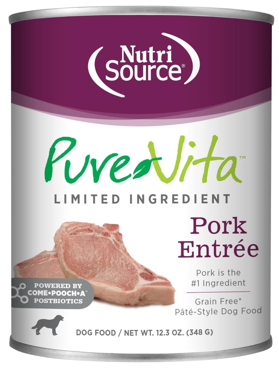 Picture of Pure Vita 872746 12.3 oz Grain Free Pork Entree Dog Cans MP12 Case - Pack of 12