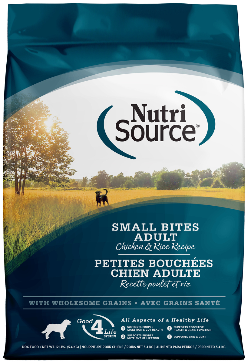 Picture of Nutri Source 125137 12 lbs Small Bites Adult Chicken & Rice Dog Food - MP80