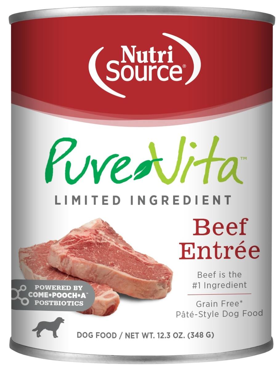 Picture of Pure Vita 872747 12.3 oz Grain Free Beef Entree Dog Cans MP12 Case - Pack of 12