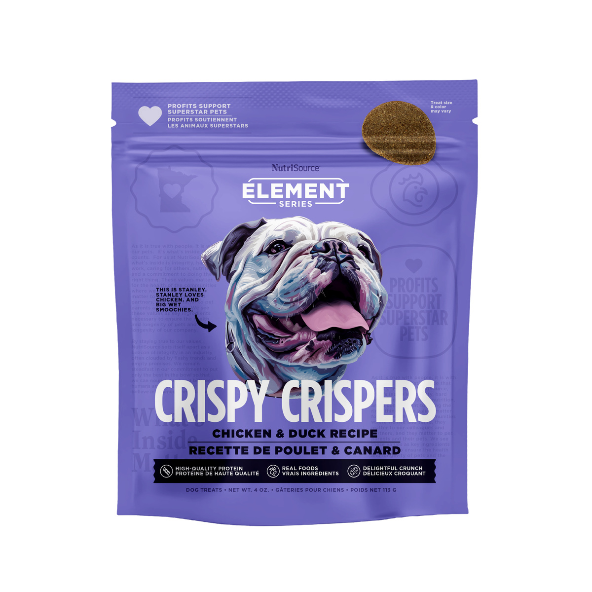 Picture of Nutrisource 124401 4 oz Chicken & Duck Crispy Crispers Dog Treats MP12 Case - Pack of 12