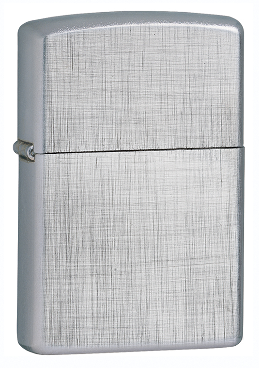Linen Weave Windproof Lighter - Brushed Chrome - Refillable - Textured Design
