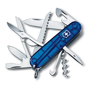 Swiss Army Brands VIC-56206 91 mm 2019 Victorinox Huntsman Sapphire Clam Pack Pocket Knife - Small -  Swiss Arms