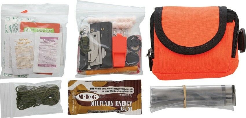 Picture of Esee Knives ESE-S-KIT-BASIC-OR 2019 Pocket Survival Kit with Orange Nylon Zippered Pouch