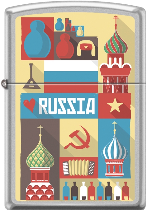 ZIP-207CI401206 2019 Satin Russian Collage Lighter - Chrome