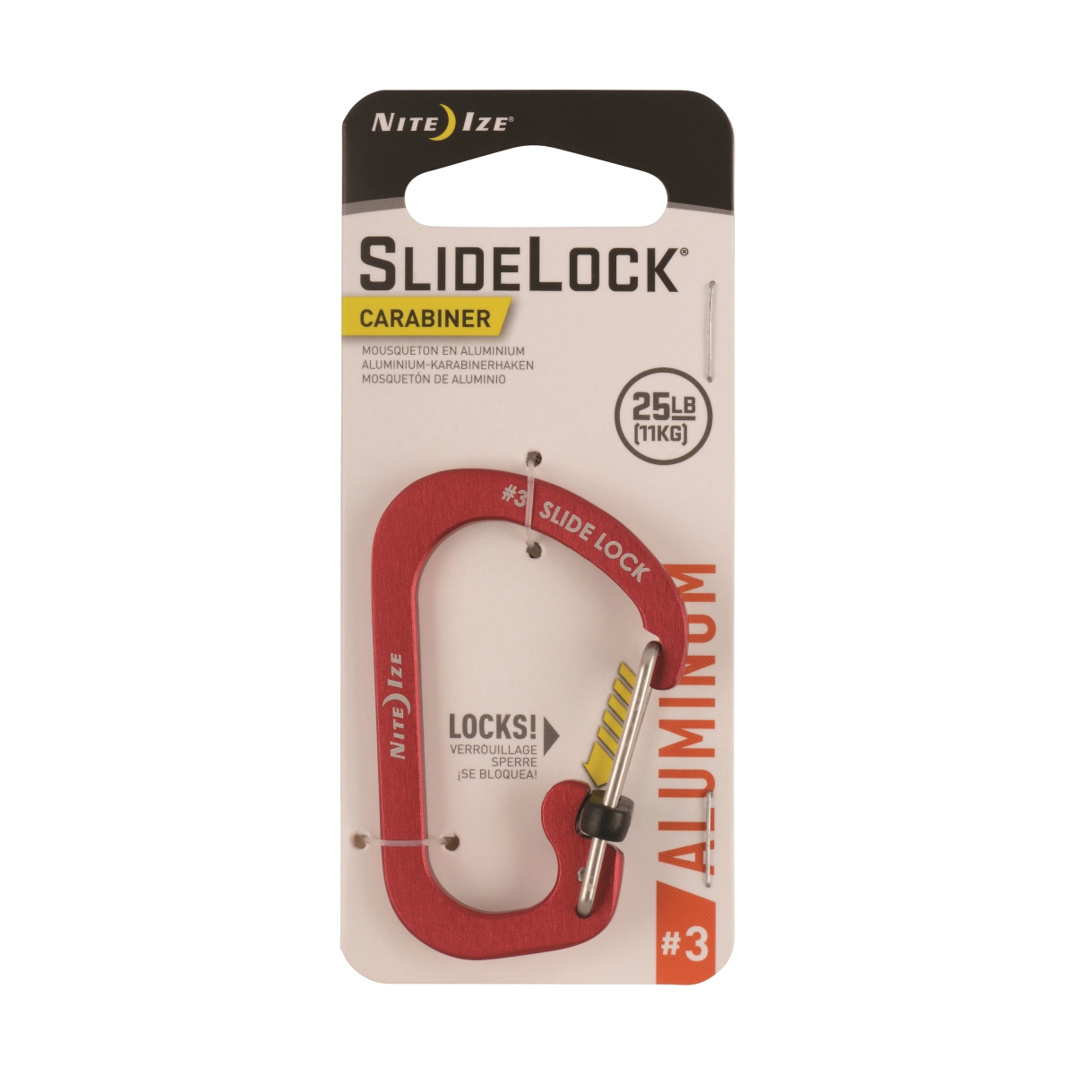 Nite Ize NIT-CSLA3-10-R6 2019 Aluminum No.3 SlideLock Carabiner - Red Pack of 6