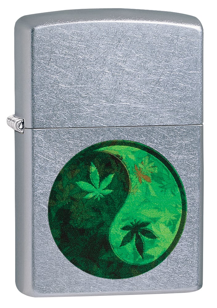 Yin Yang Leaf Lighter - Street Chrome - Compact Design - Windproof Flame
