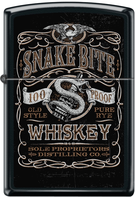 ZIP-218CI017839 2019 Snake Bite Whiskey Lighter - Black Matte