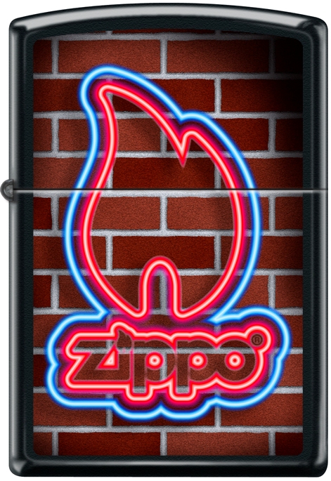 ZIP-218CI017911 2019 Neon Flame Brickwal Lighter - Black Matte