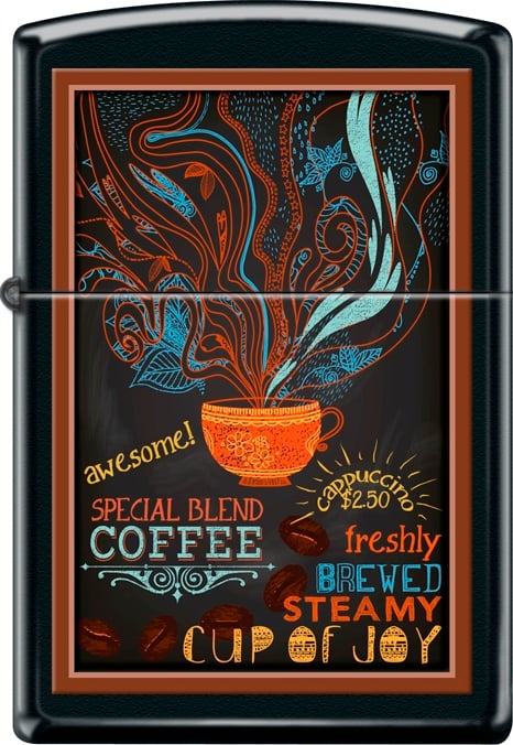 ZIP-218CI018422 2019 Chalkboard Poster Coffee Lighter - Black Matte