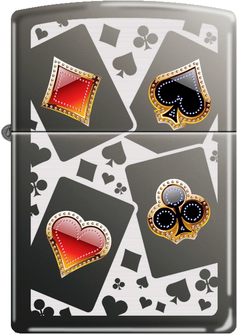 ZIP-150CI008067 2019 150 Card Suits 2 Lighter - Black Ice