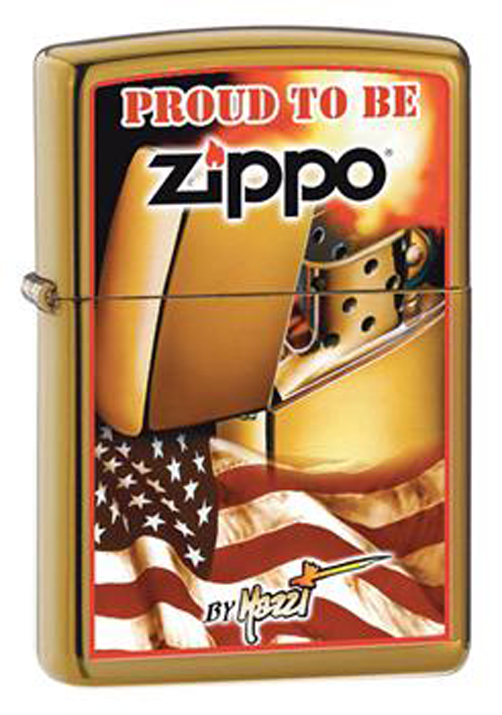 ZIP-204BCI000128 2019 204B Mazzi Flag Brush Lighter - Brass