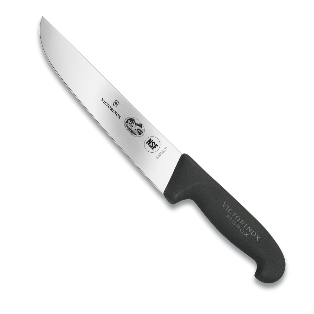 Swiss Army Brands VIC-40652 2019 8 in. Blade Victorinox Fibrox Pro Slicing Knife - Straight & Churrasco, Black - 1 in. Handle -  Swiss Arms