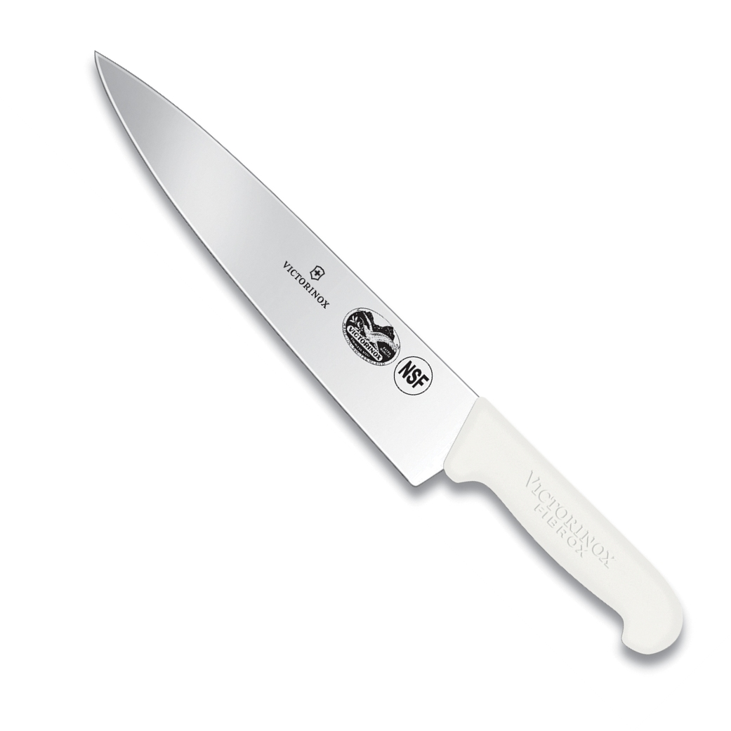Swiss Army Brands VIC-5200725 2019 Victorinox 10 in. Blade Straight Fibrox Pro HACCP Chefs Knife, White - 2 in. Handle -  Swiss Arms