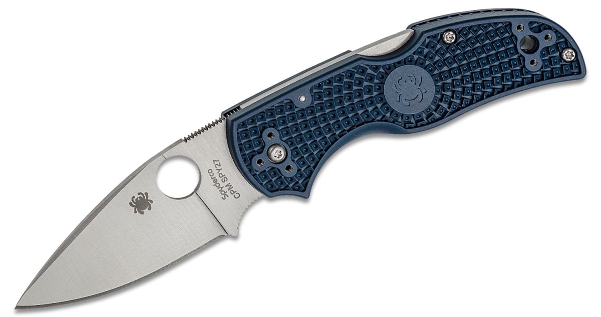 SPY-C41PCBL5 2020N Native 5 Plain Edge Lightweight Folding Knife with Blue FRN Handle -  SPYDERCO