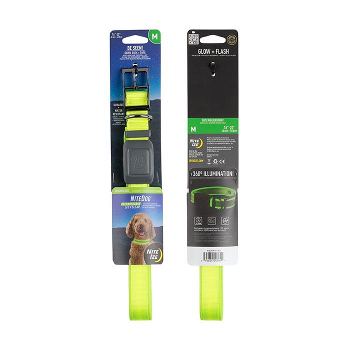 Picture of Nite Ize NIT-NDCRM-17-R3 2020N NiteDog Rechargeable LED Collar&#44; Lime & Green LED - Medium