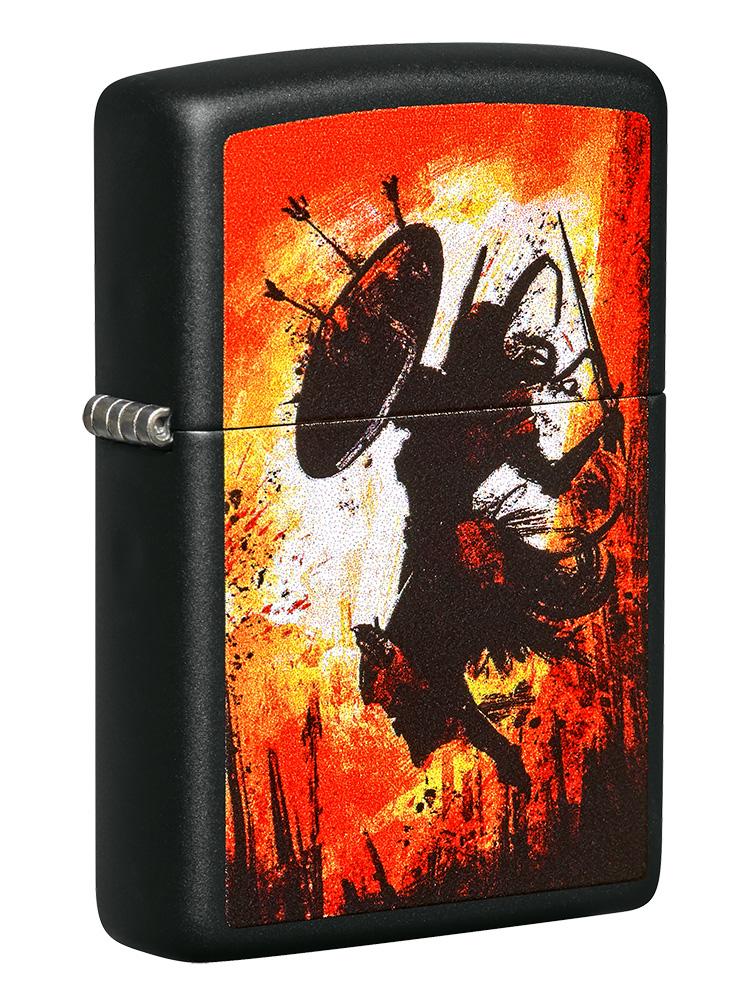 ZIP-49405 Warrior Design Lighter, Black Matte