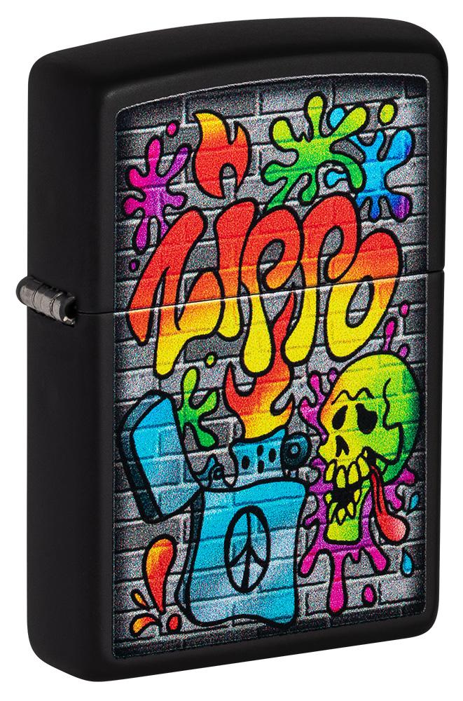 2024 Zippo Lighter Street Art Design, Black Matte,