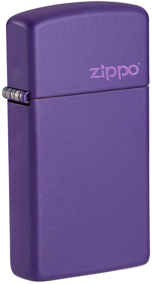 Slim Purple Matte Logo Pocket Lighter