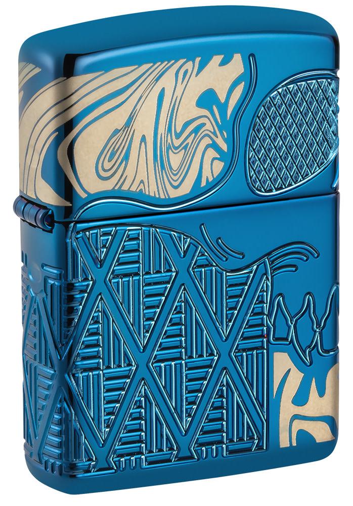 ZIP-49705 Armor MultiCut Laser 360 Design Lighter, High Polish Blue