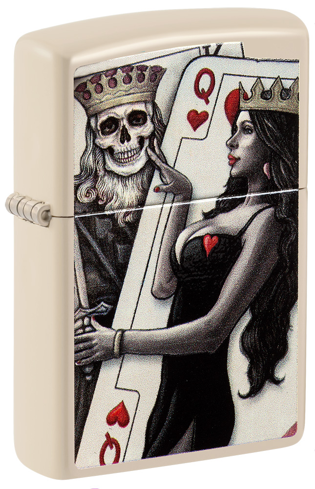 ZIP-49942 2022N Zippo Skull King Queen Beauty Flat Sand Lighter