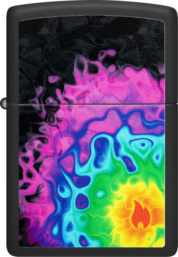 ZIP-48733 2024 Zippo Pattern with Flame Design Lighter, Black Matte