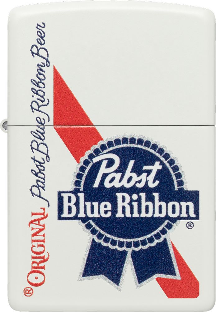 ZIP-48746 2024 Zippo 214 Pabst Blue Ribbon Lighter, White Matte