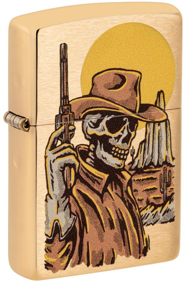 ZIP-48519 2024 Zippo Cowboy Skull Design Brushed Brass Lighter
