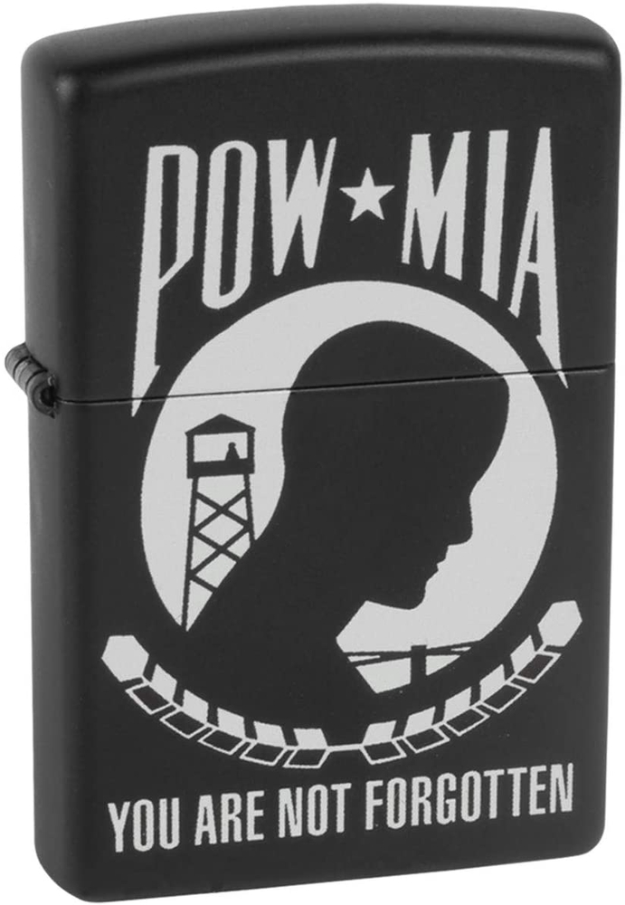 ZIP-218CI013401 2024 Zippo Custom Pow-Mia Lighter, Black Matte
