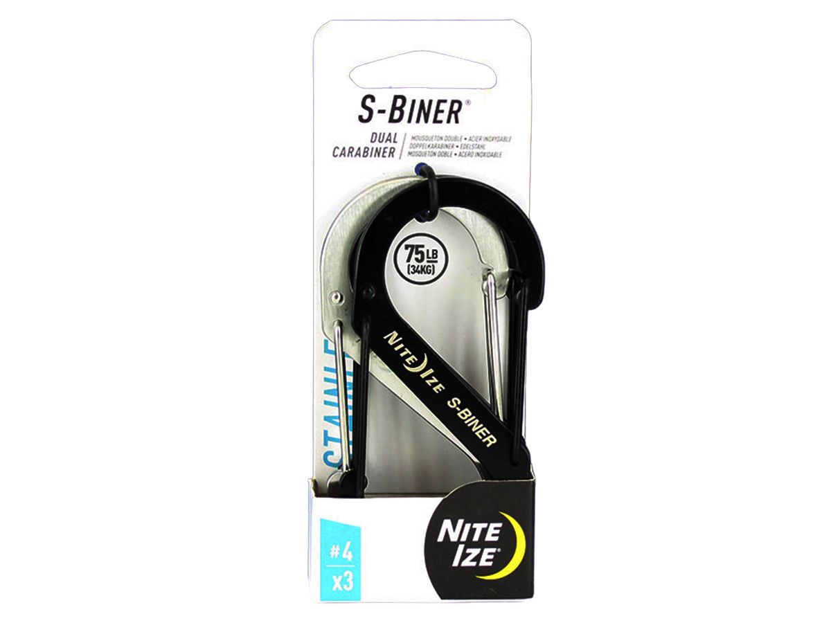 Picture of Pro-Cut NIT-SB2-A1-3R3 No.2 2023 Nite IZE S-Biner Stainless Steel Dual Carabiner - Black - Pack of 3