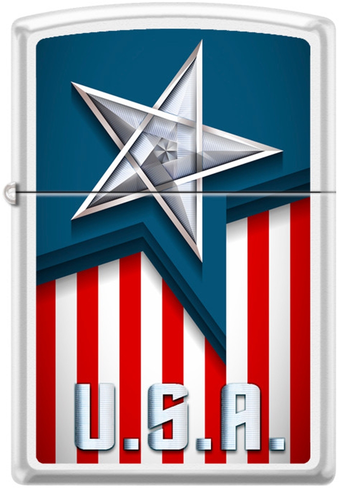 ZIP-214CI404090 2024 Zippo Abstract Flag Lighter, White Matte
