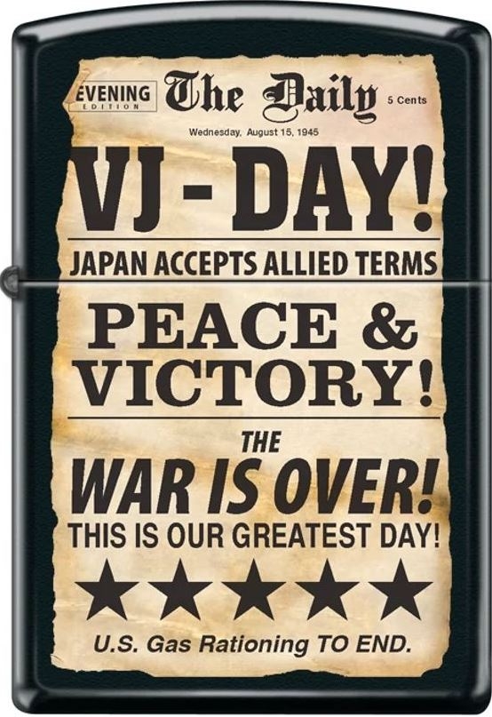 ZIP-218CI413625 2024 Zippo VJ Day  spaper Lighter, Black Matte