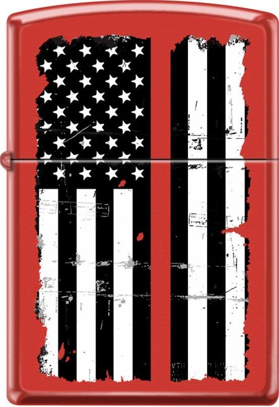 ZIP-233CI405005 2024 Zippo U.S. Flag Red Line Lighter, Red Matte