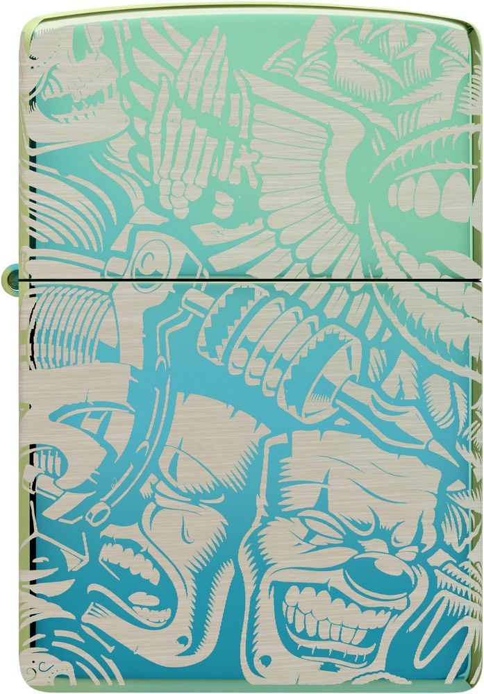 ZIP-48410 Zippo Tattoo Theme Design Lighter, Teal