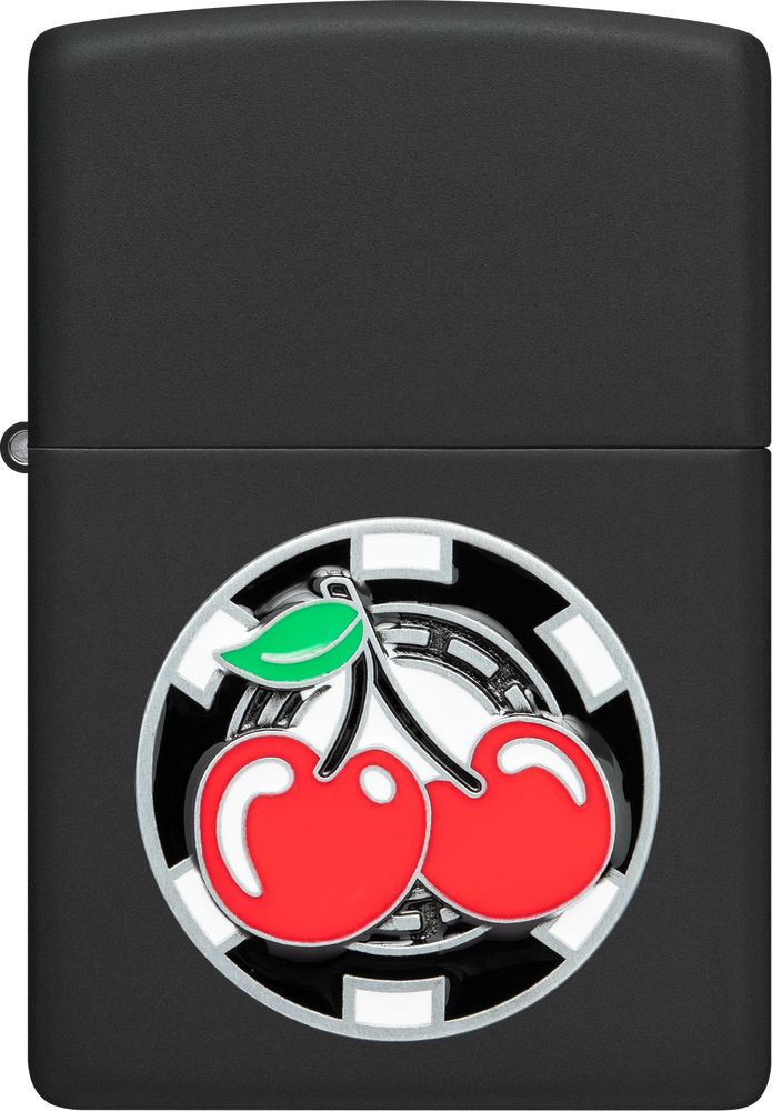 ZIP-48905 2024 Zippo Poker Chips with Cherries Lighter, Black Matte