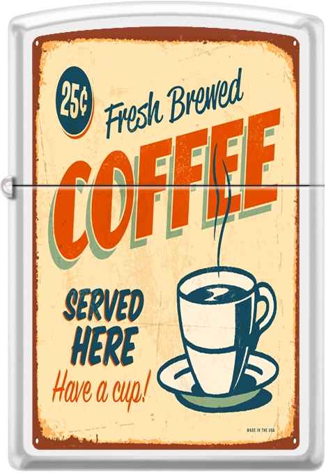 ZIP-214CI012176 2024 Zippo Custom Coffee Served Lighter, White Matte