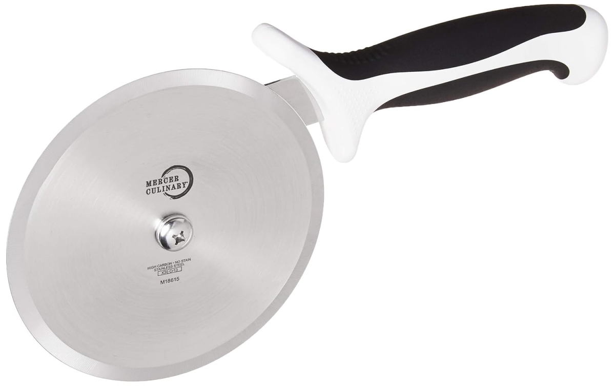Mercer Culinary M18615WH 5 Pizza Cutter w/ White Santoprene/Polypropylene Handle, High Carbon Japanese Steel