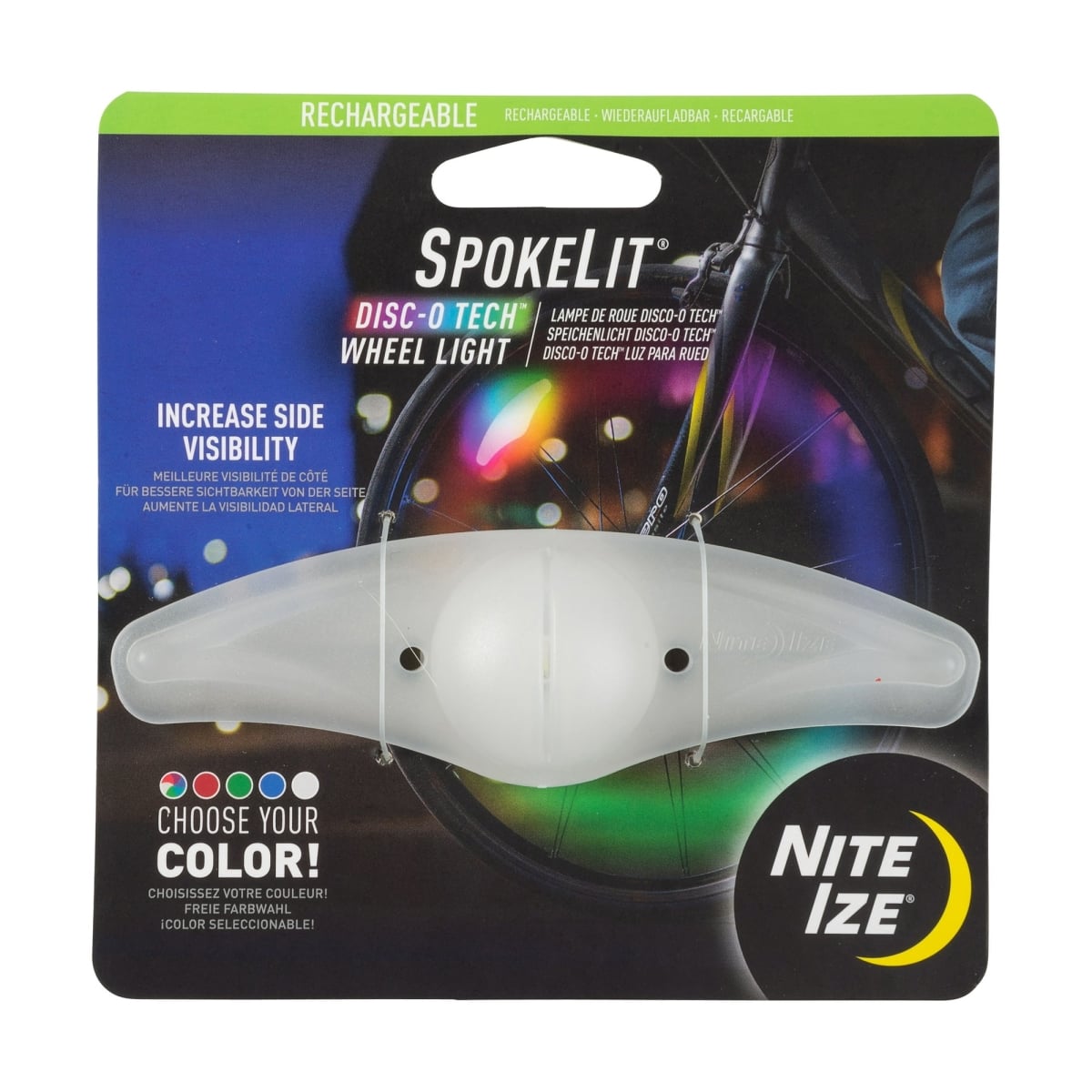 NIT-SKL2SR-07S-R6 2023 Nite IZE Spokelit Rechargeable Wheel Light with Disc-O