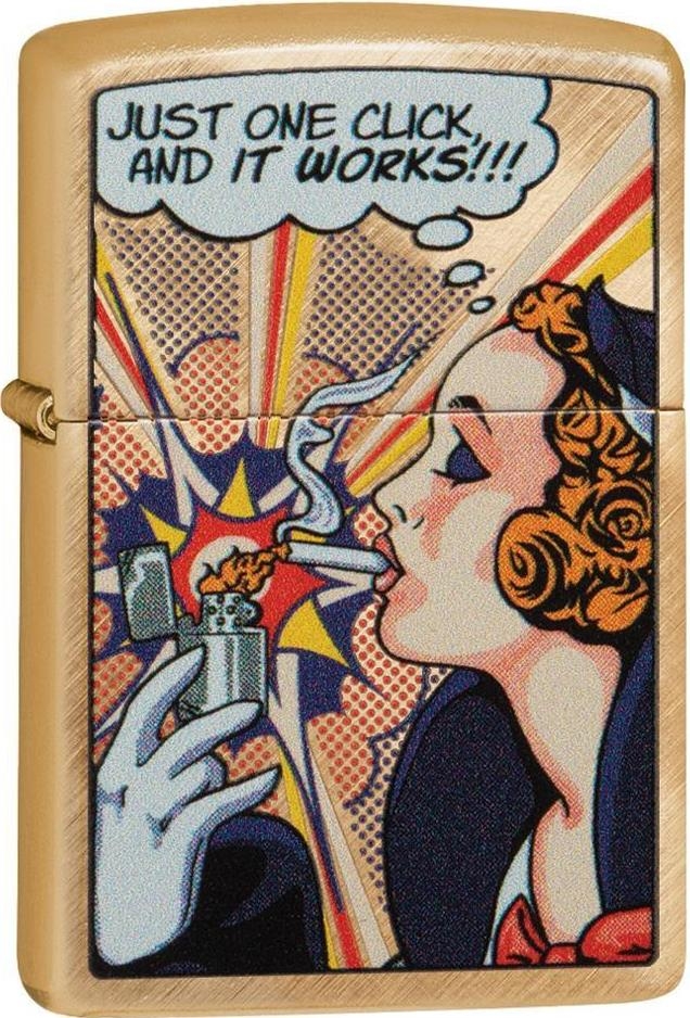ZIP-204BCI410437 2024 Zippo Custom Brushed Brass Windy Pop Art Lighter