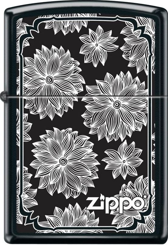 ZIP-218CI401999 2024 Zippo Floral Pattern Lighter, Black Matte