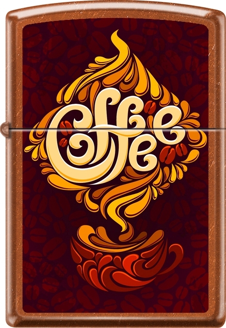 ZIP-49477CI018419 2024 Zippo Tumbled Brass Coffee Design Lighter