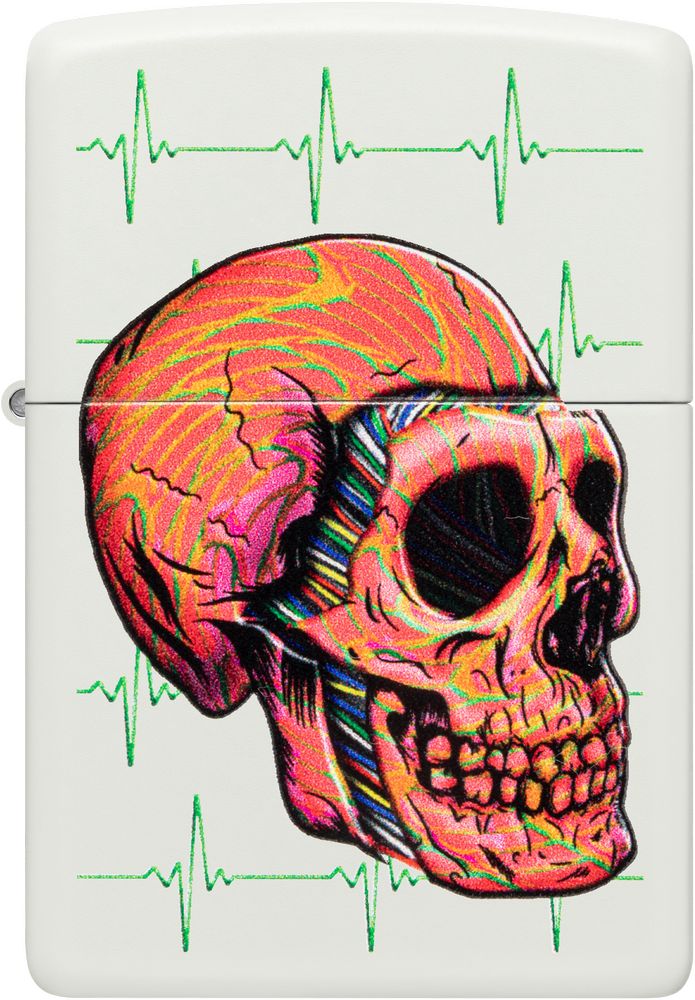 ZIP-48659 2024 Zippo Cyber Skull Design Lighter, White Matte