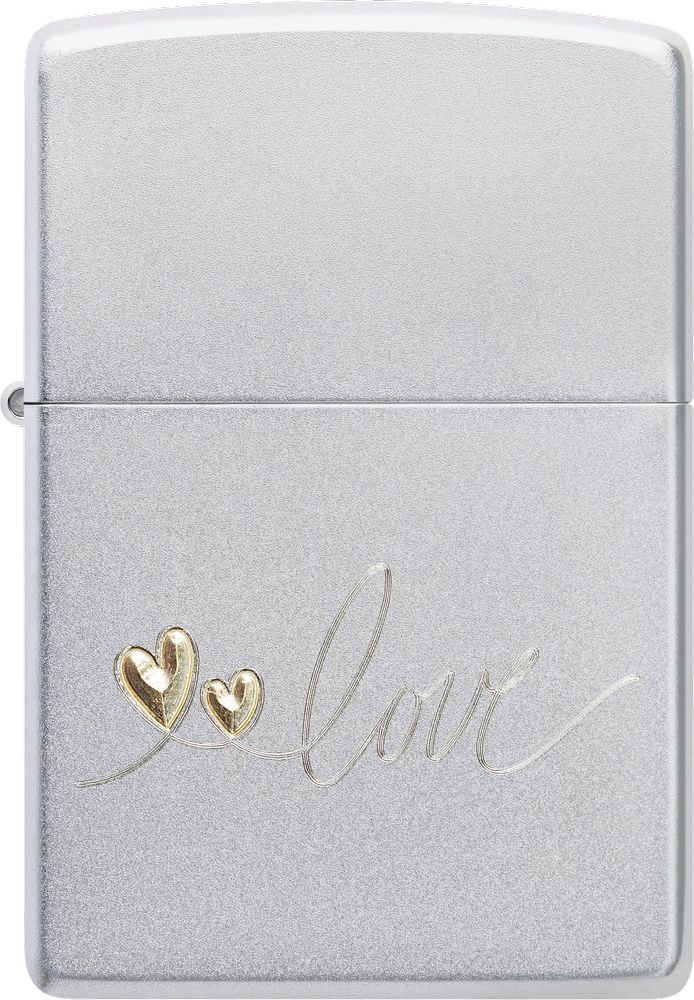 ZIP-48725 2024 Zippo Love Design Satin Chrome Lighter