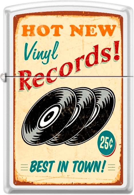 ZIP-214CI012197 2024 Zippo Custom Vinyl Records Lighter, White Matte