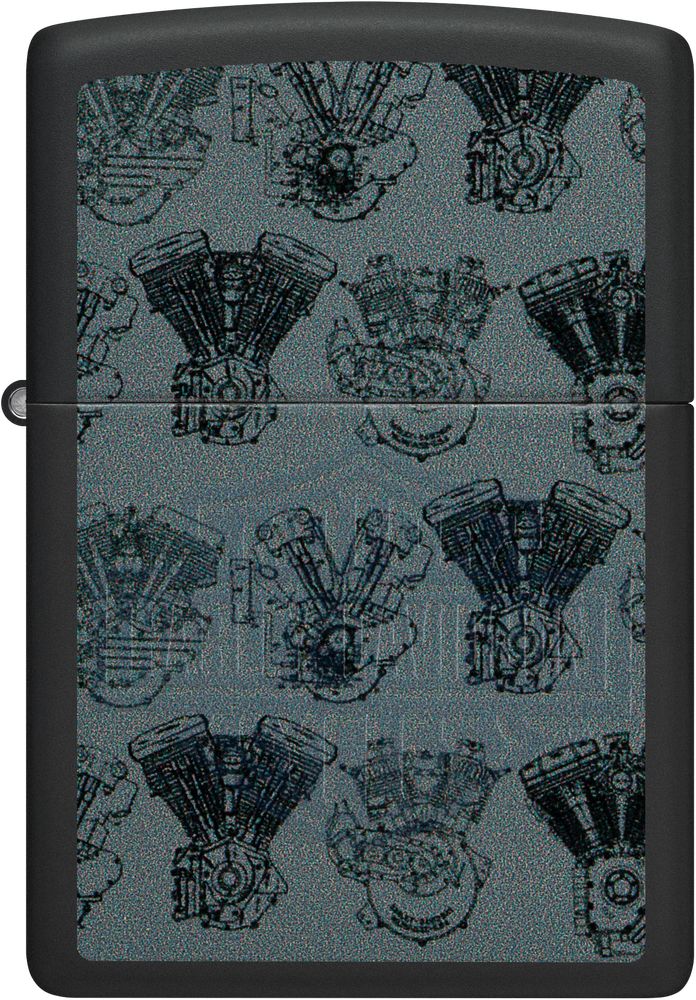 ZIP-48600 2024 Zippo Harley Davidson HD Design Black Light Lighter, Black Matte
