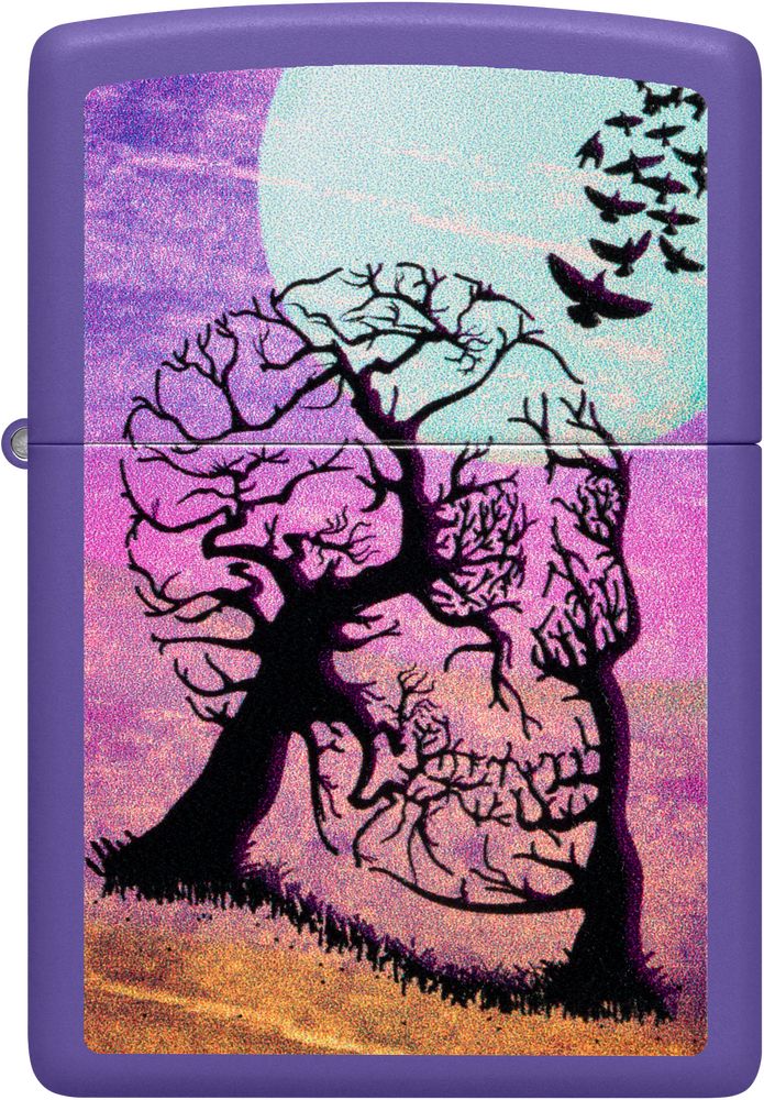 ZIP-48638 2024 Zippo Skull Tree Design Lighter, Purple Matte