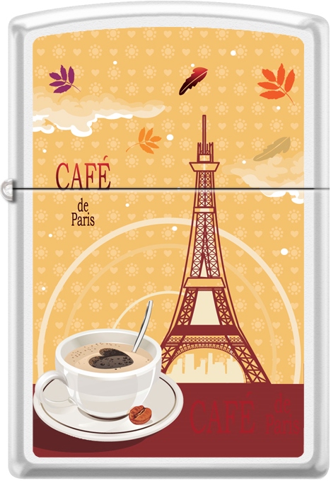 ZIP-214CI018418 2024 Zippo Custom Caf, De Paris Coffee Cup Lighter, White Matte