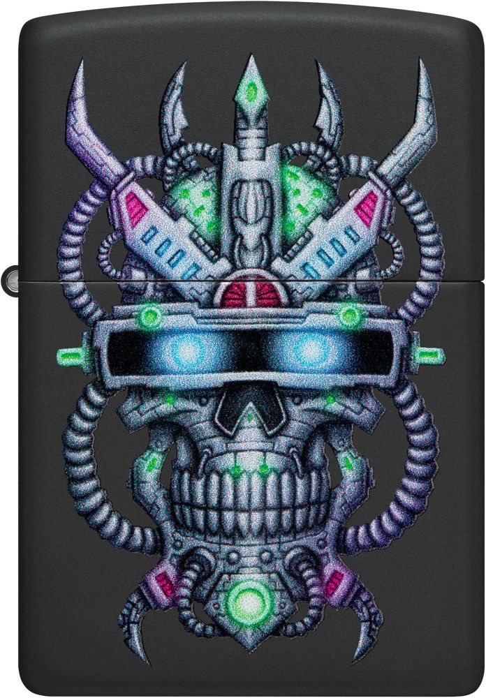 ZIP-48516 2024 Zippo Cyber Skull Design Lighter, Black Matte